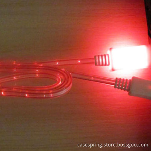 Factory wholesale colorful LED light micro data cable for cellphone